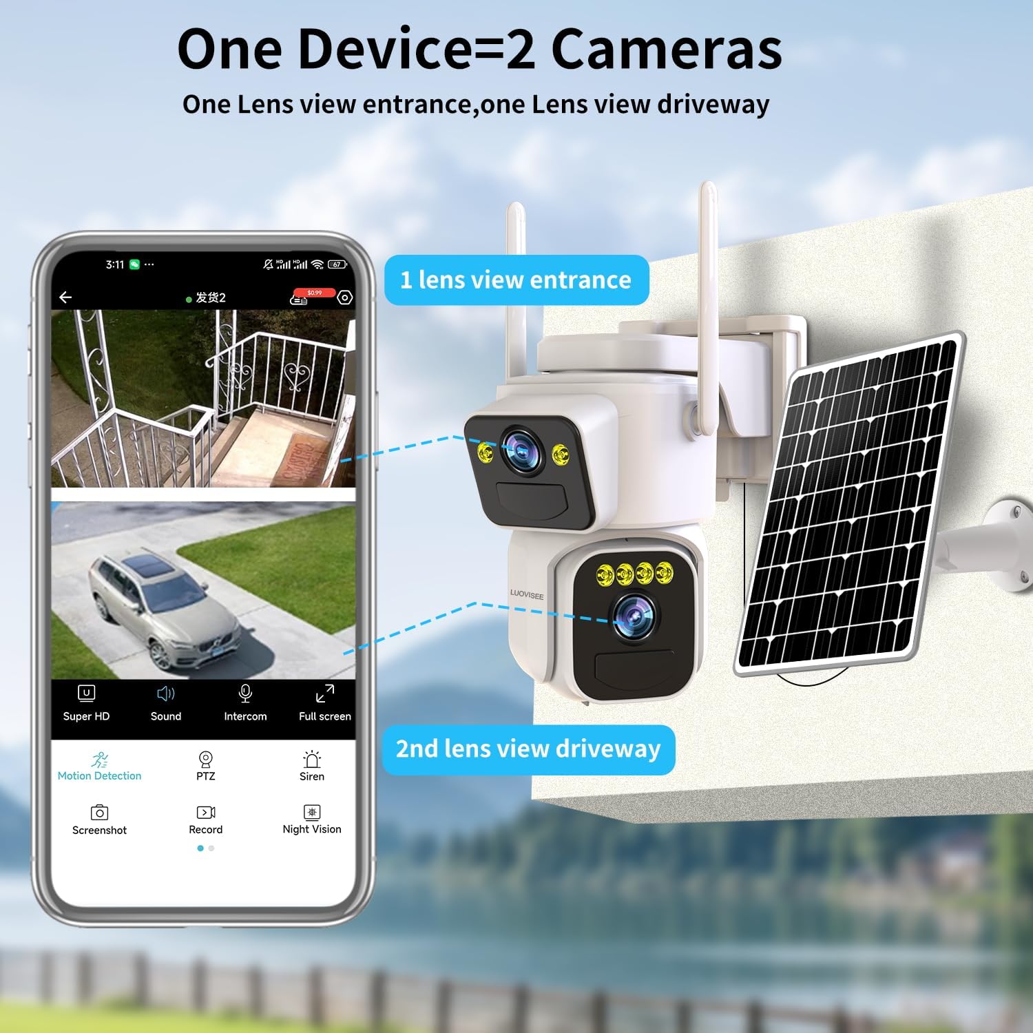 QG15(Dual Lens Solar Security Cameras)